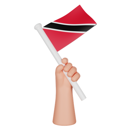 Hand Holding A Flag Of Trinidad And Tobago  3D Icon