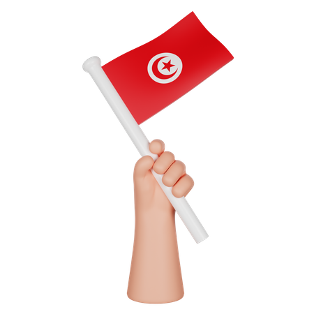 Hand Holding A Flag Of Tunisia 3D Icon