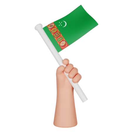 Hand Holding a Flag of Turkmenistan  3D Icon