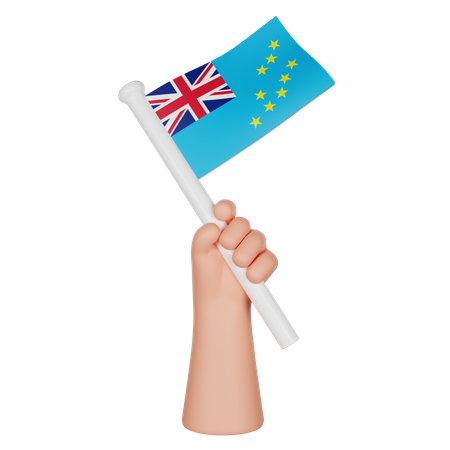 Hand Holding a Flag of Tuvalu  3D Icon
