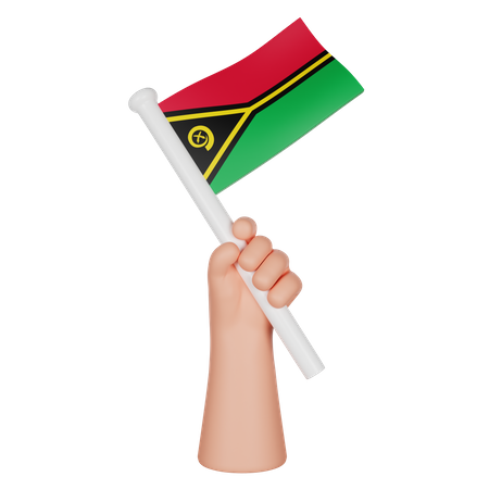 Hand Holding a Flag of Vanuatu 3D Icon