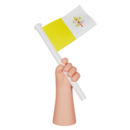 Hand Holding a Flag of Vatican  3D Icon