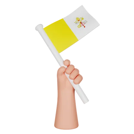 Hand Holding a Flag of Vatican  3D Icon
