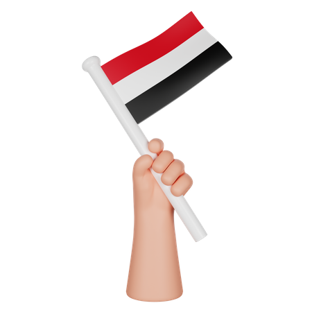 Hand Holding a Flag of Yemen  3D Icon