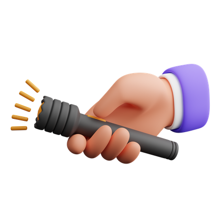 Hand holding a flashlight  3D Icon