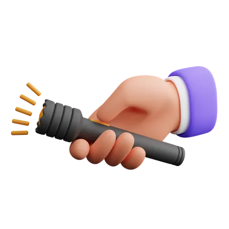 Hand holding a flashlight  3D Icon