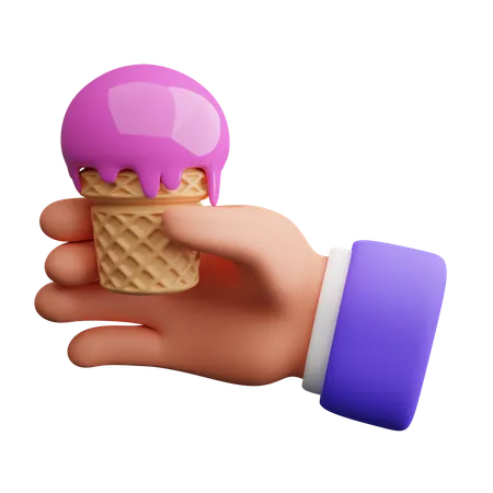 Hand holding a ice cream cone  3D Icon