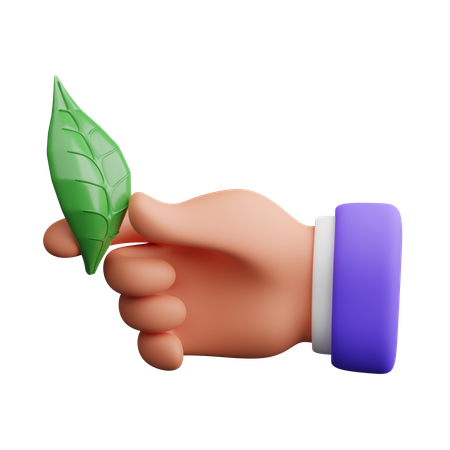 Hand holding a leaf  3D Icon