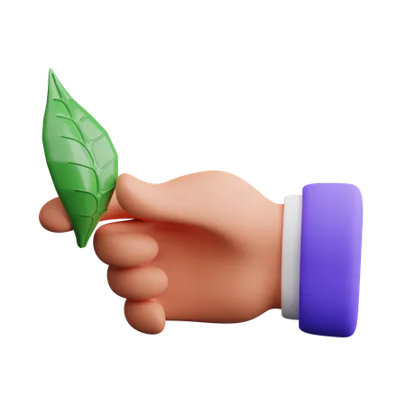 Hand holding a leaf  3D Icon