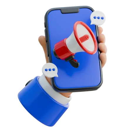 Hand Holding A Megaphone Symbolizing Promotion  3D Icon