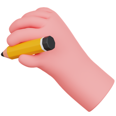 Hand Holding A Pencil  3D Icon