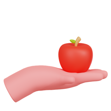Hand Holding A Red Apple  3D Icon