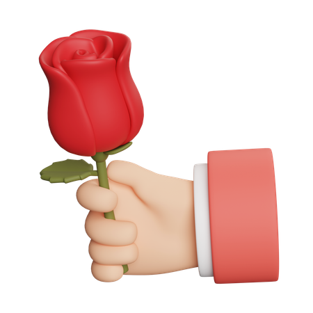 Hand Holding A Rose  3D Icon