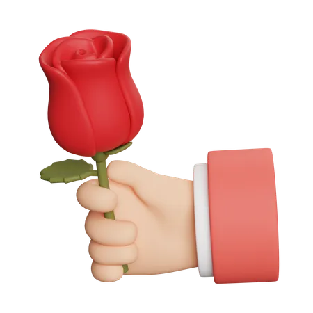 Hand Holding A Rose  3D Icon