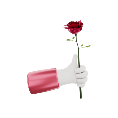 Hand holding a Rose  3D Illustration