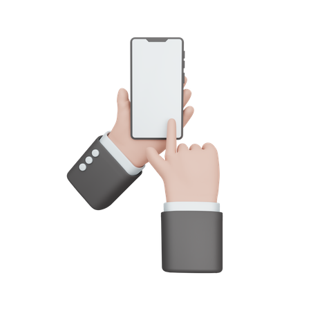 Hand holding a smartphone with touch screen blank  3D Illustration