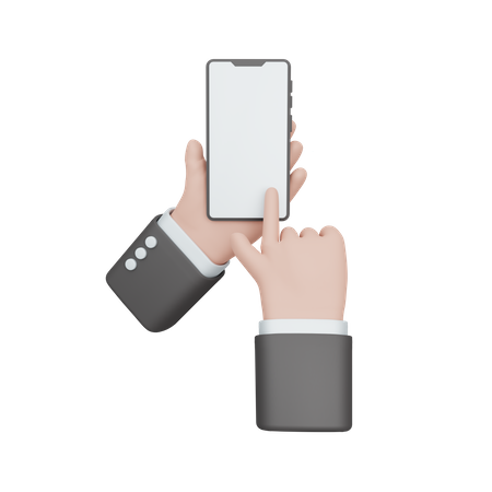 Hand holding a smartphone with touch screen blank 3D Illustration