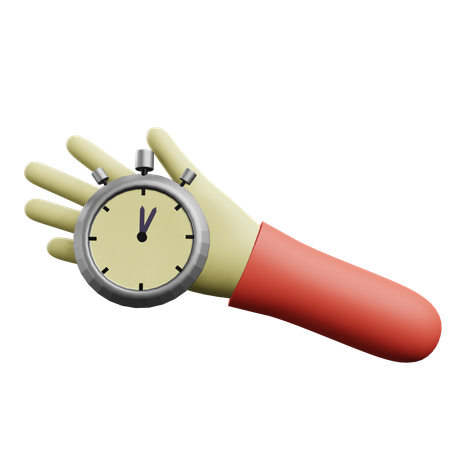 Hand Holding A Stopwatch  3D Icon