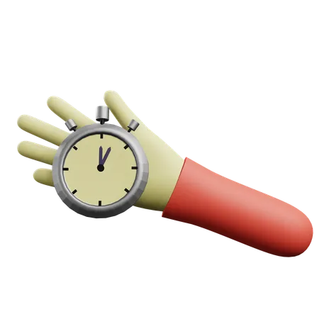 Hand Holding A Stopwatch  3D Icon