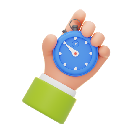 Hand Holding A Stopwatch Time Management  3D Icon