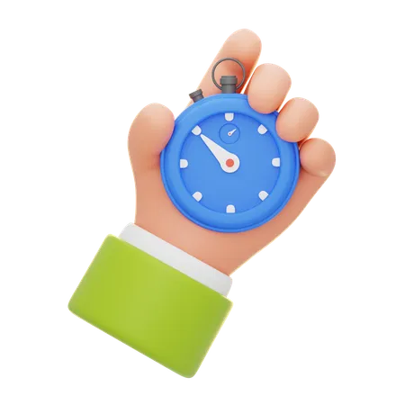 Hand Holding A Stopwatch Time Management  3D Icon