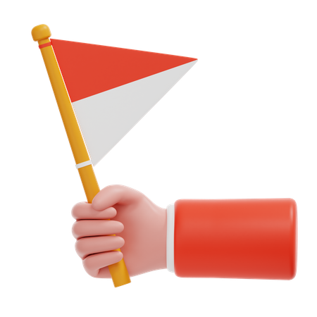Hand Holding a Triangular Indonesian Flag  3D Icon