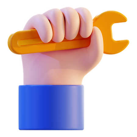 Hand Holding A Wrench  3D Icon