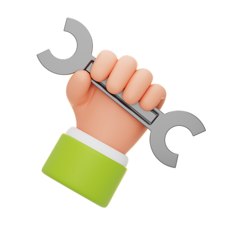 Hand Holding A Wrench Repair And Maintenance  3D Icon