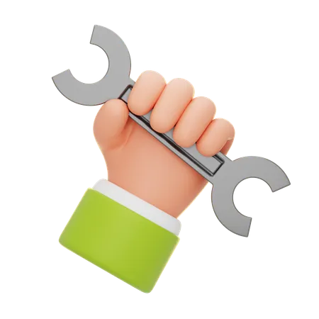 Hand Holding A Wrench Repair And Maintenance  3D Icon