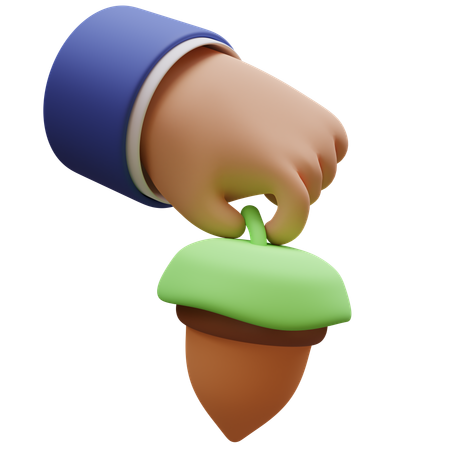 Hand Holding Acorn  3D Icon
