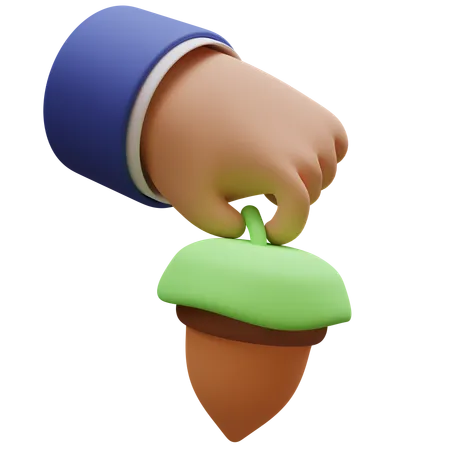 Hand Holding Acorn  3D Icon