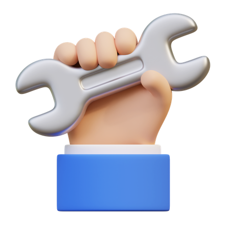 Hand Holding Adjustable Spanner Wrench  3D Icon