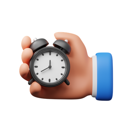 Hand Holding Alarm Clock  3D Icon