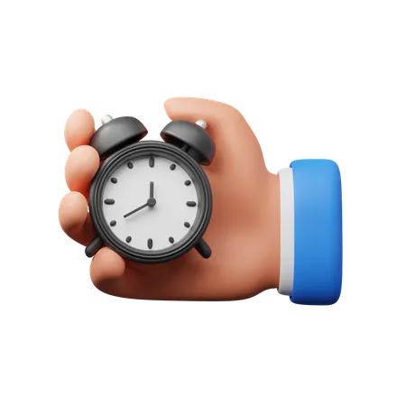 Hand Holding Alarm Clock Download This Item Now 3D Icon