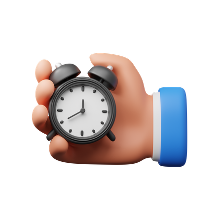 Hand Holding Alarm Clock  3D Icon