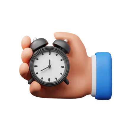 Hand Holding Alarm Clock  3D Icon