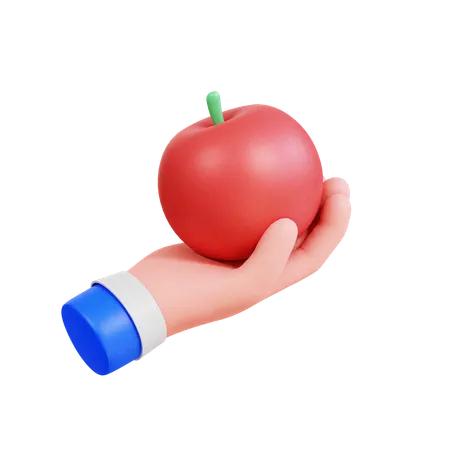 Hand Holding Apple  3D Icon