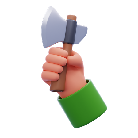 Hand holding axe  3D Icon