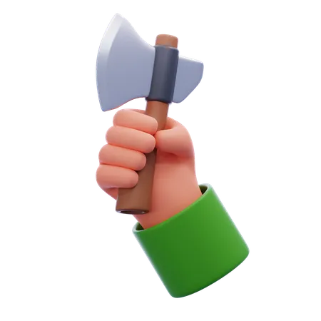 Hand holding axe  3D Icon