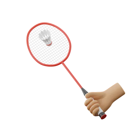 Hand Holding Badminton  3D Icon