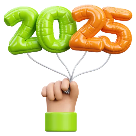 Hand Holding Balloon 2025  3D Icon