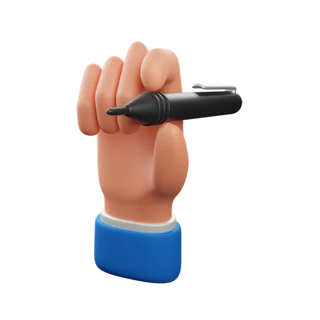 Hand holding ballpoint  3D Icon