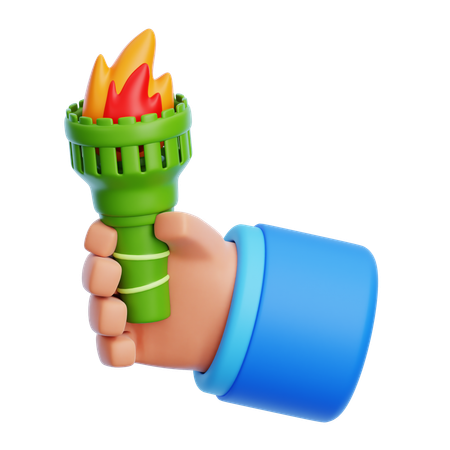 Hand Holding Bamboo Torch  3D Icon