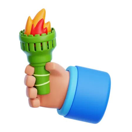 Hand Holding Bamboo Torch  3D Icon