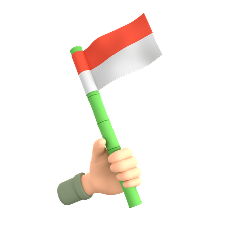 Hand Holding Bamboo With Flag  3D Illustration