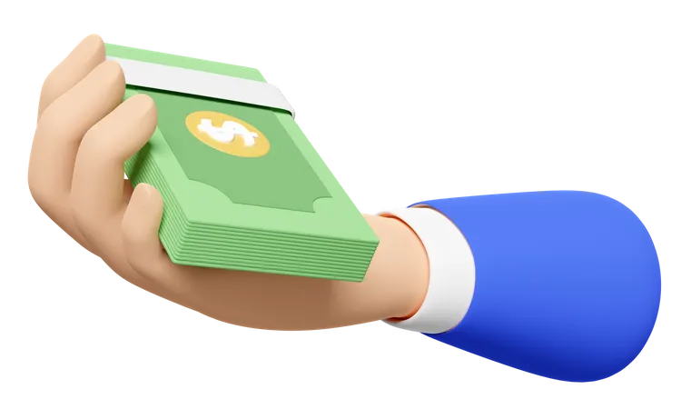 Cartoon Hands Holding Banknote Isolated Quick Credit Approval Or Loan Approval Concept 3D Icon