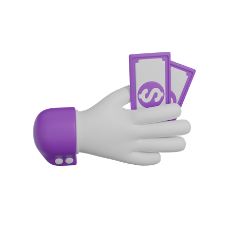 Hand Holding Bank Note  3D Icon