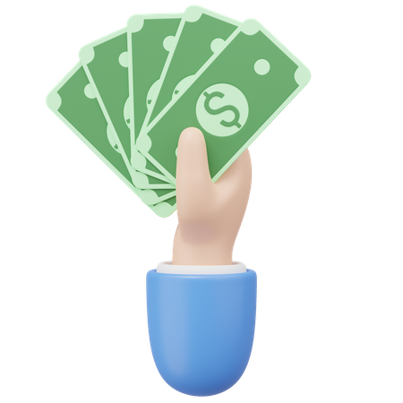 Hand Holding Banknote  3D Icon