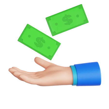 Hand Holding Banknotes As Payment Symbol  3D Icon