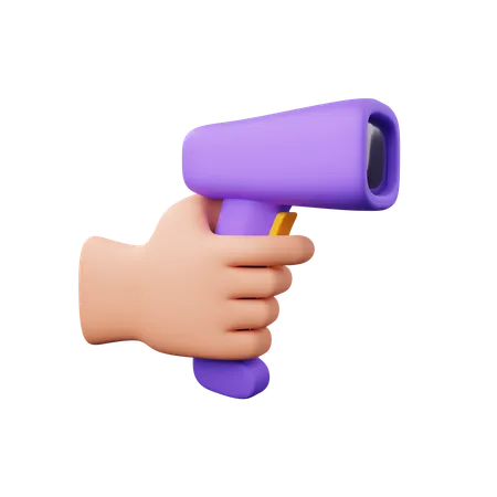 Hand Holding Barcode Scanner  3D Icon